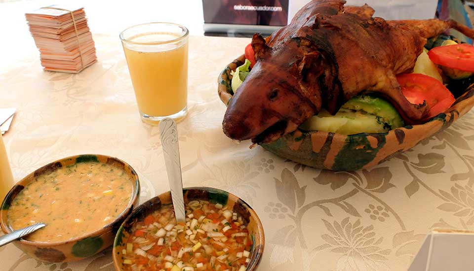 cuy asado, plato típico de Ecuador